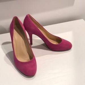 J Crew Mona Fuchsia Round Toe Suede Pumps
